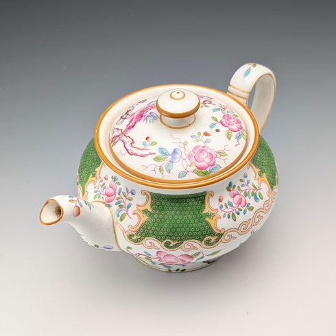 Minton 瓷茶壺,毒蛇紋,綠色,二十世紀初